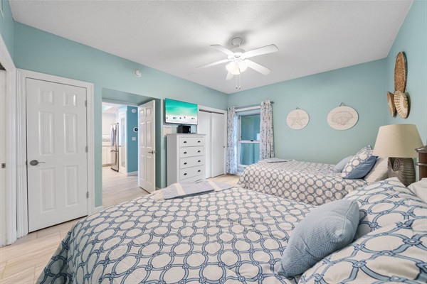 Plenty of space in the second bedroom with three large closets