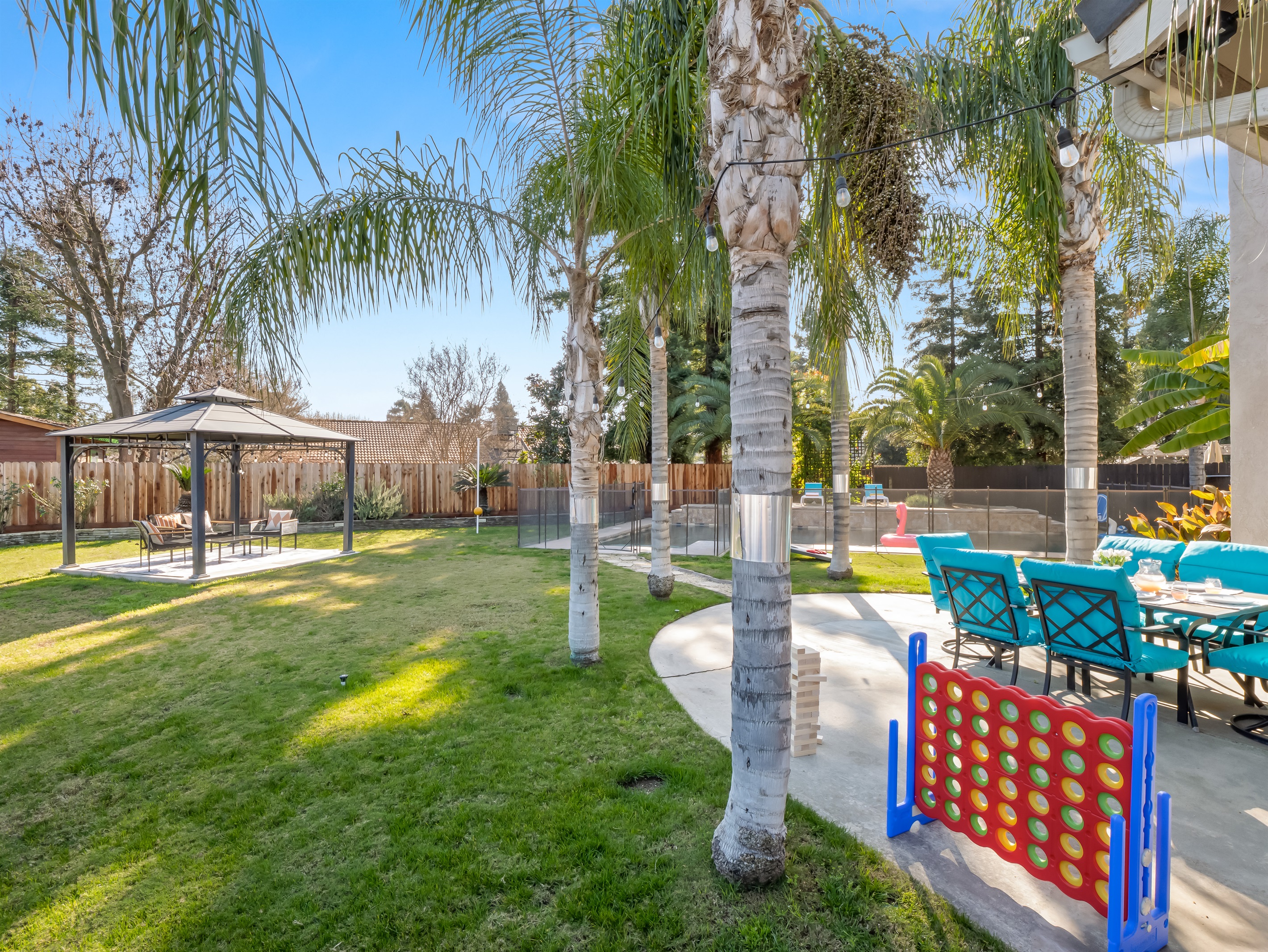 Outdoor lawn games and patio activities keep all ages entertained without leaving the property.