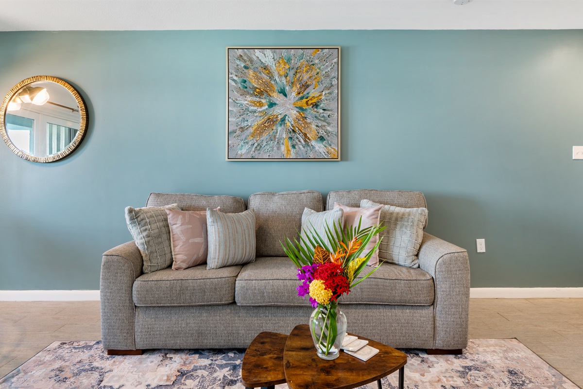 Comfortable sleeping sofa in living room