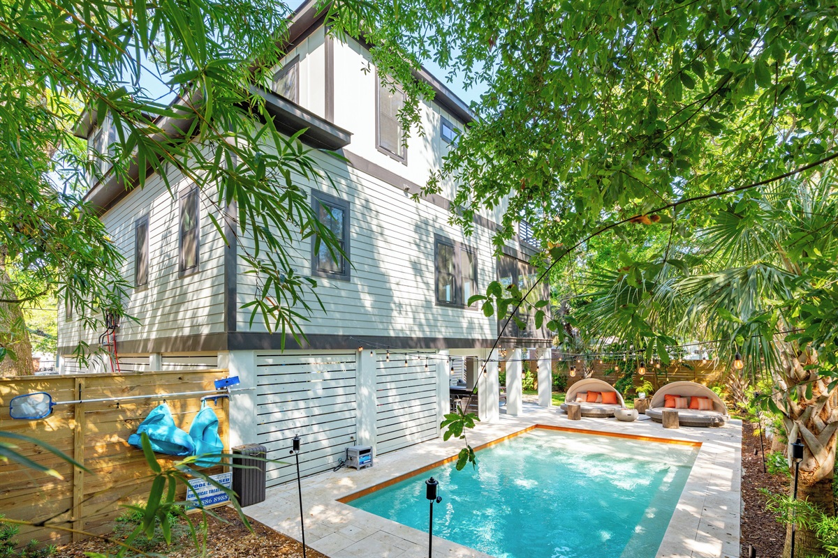 Backyard with inviting pool
