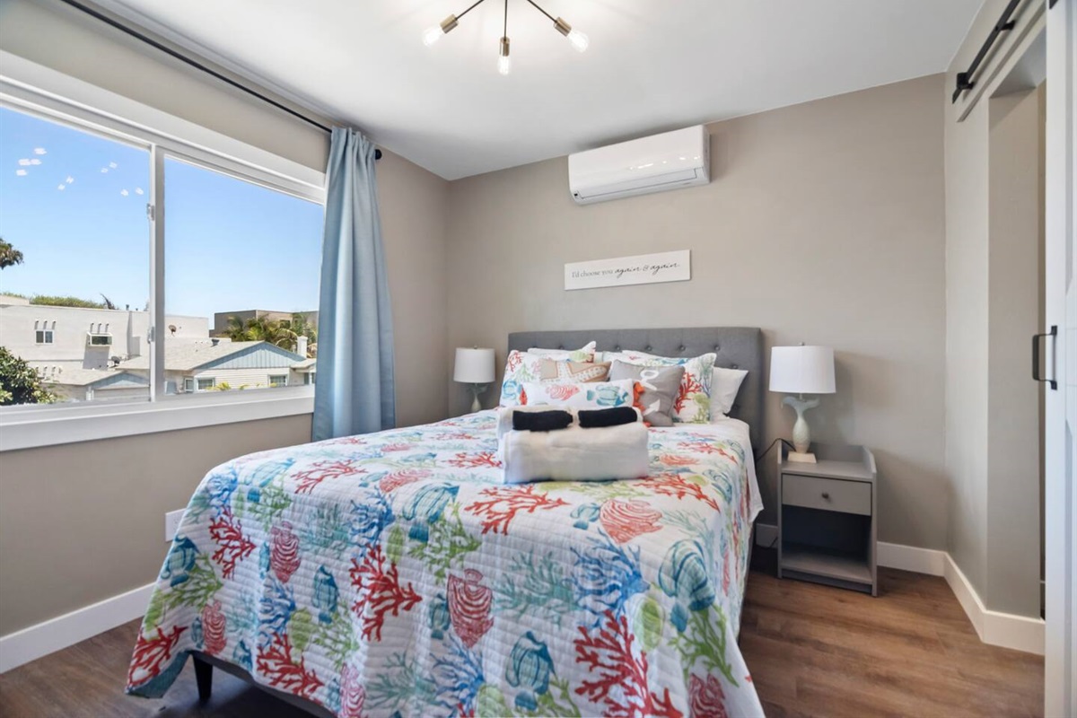 Primary bedroom with full bath. Natural light. 