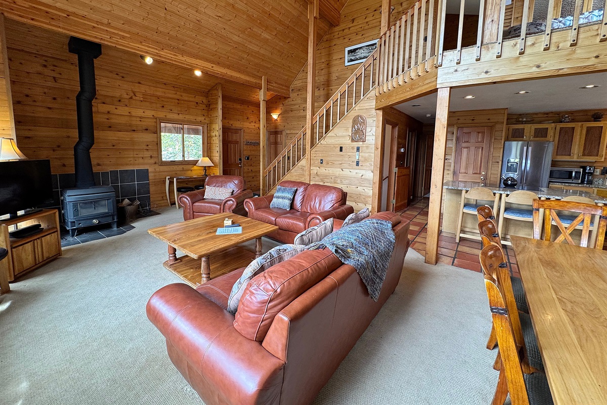 Living room with wood-burning stove