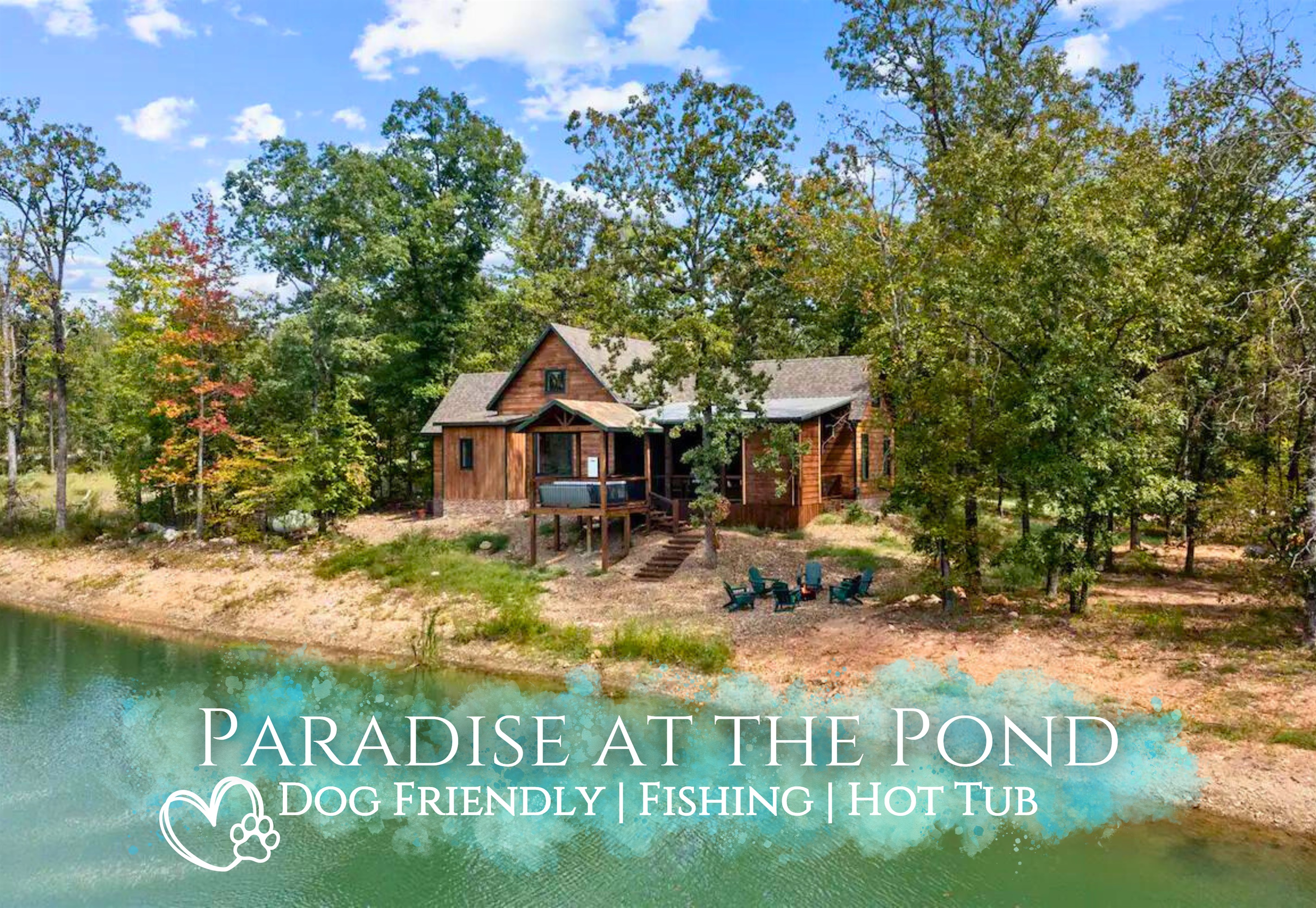 Paradise at the Pond Hot Tub Fireplace Waterfront TreeLine