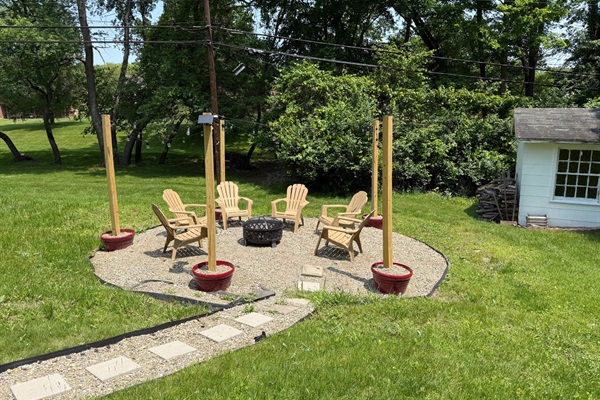 Backyard fire-pit seating area