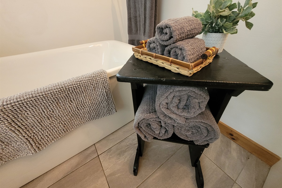 Soft, fluffy towels near at hand