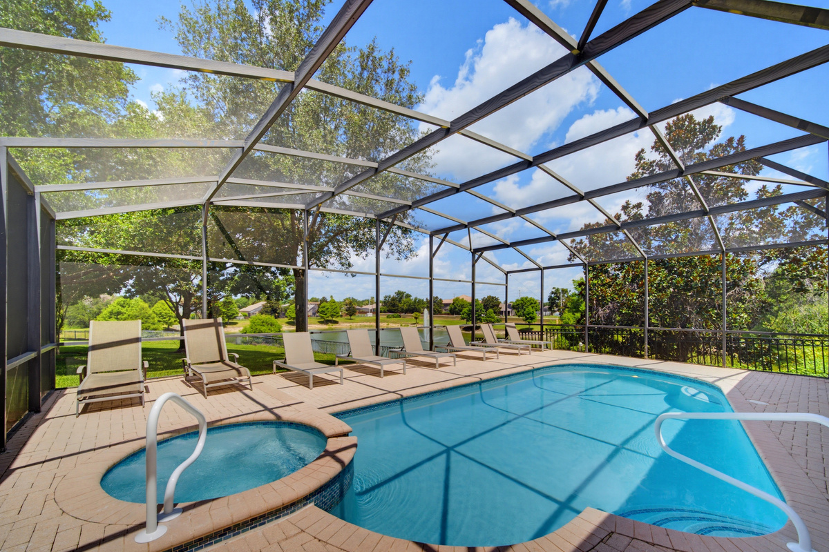 Accessible railings to enter pool & spa