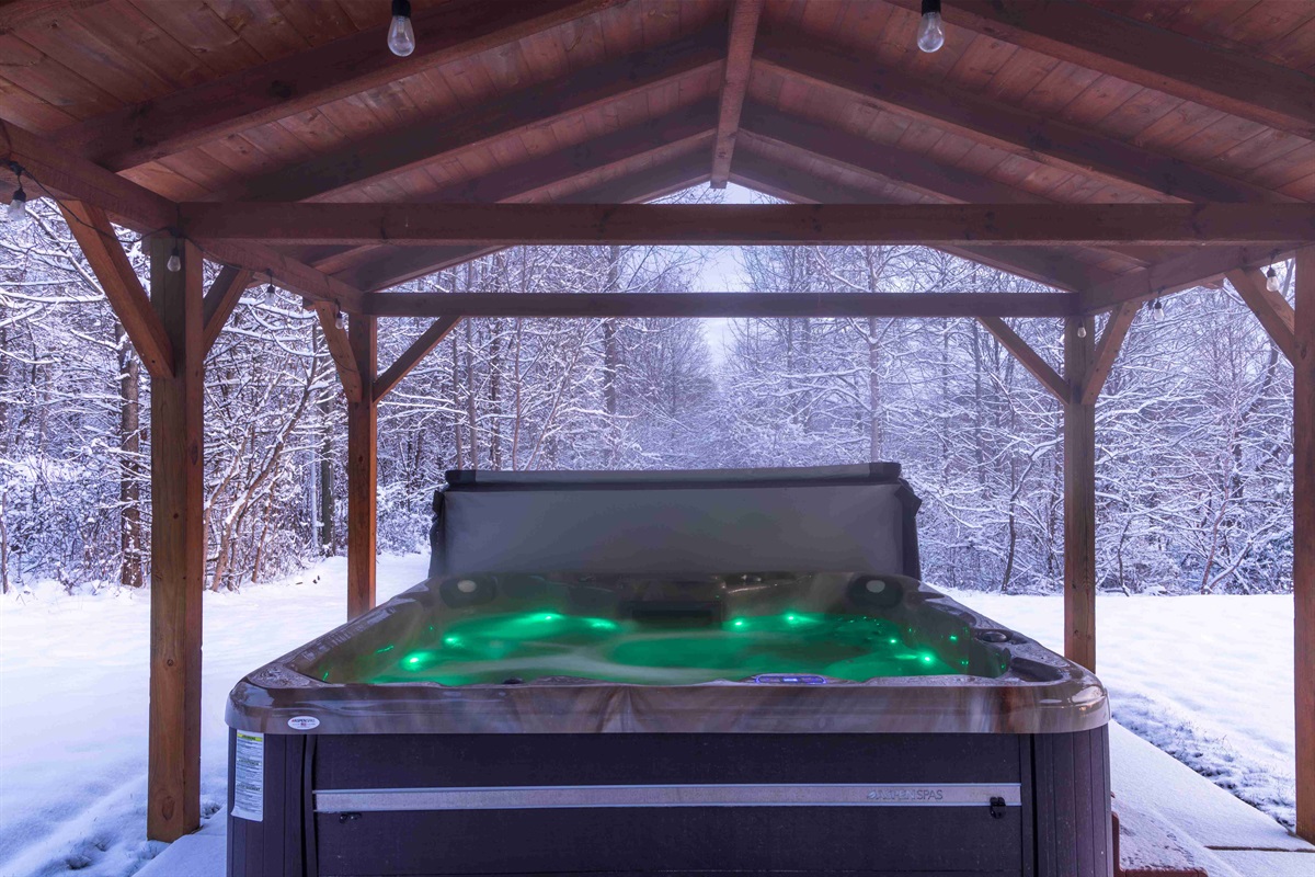 Warm up outside in the hot tub