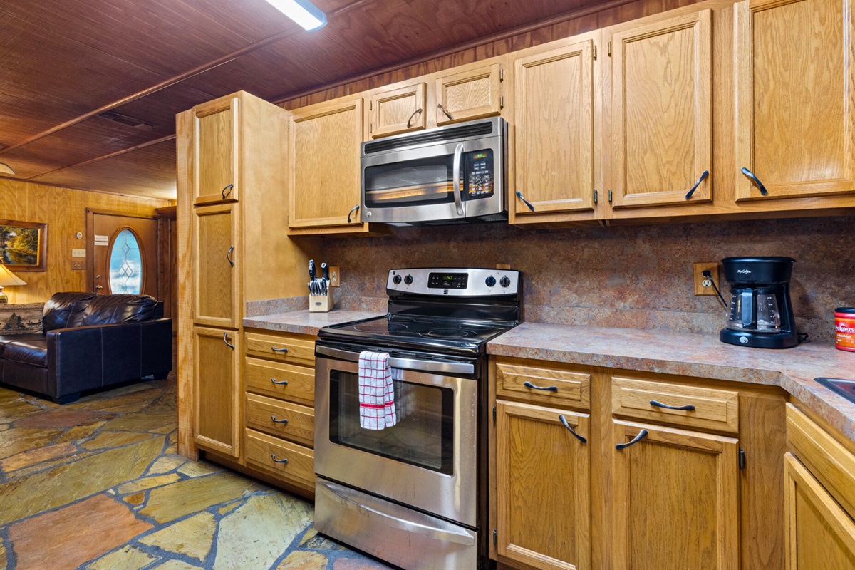 Fully stocked kitchen ready for homemade meals.
