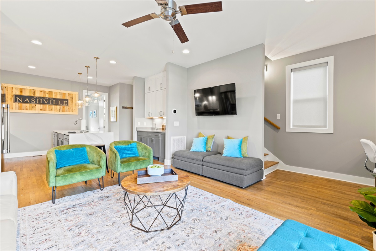 [Casa Tiffani - Living Room] Open Concept Living Room Perfect for Gathering after a Day on the Town.