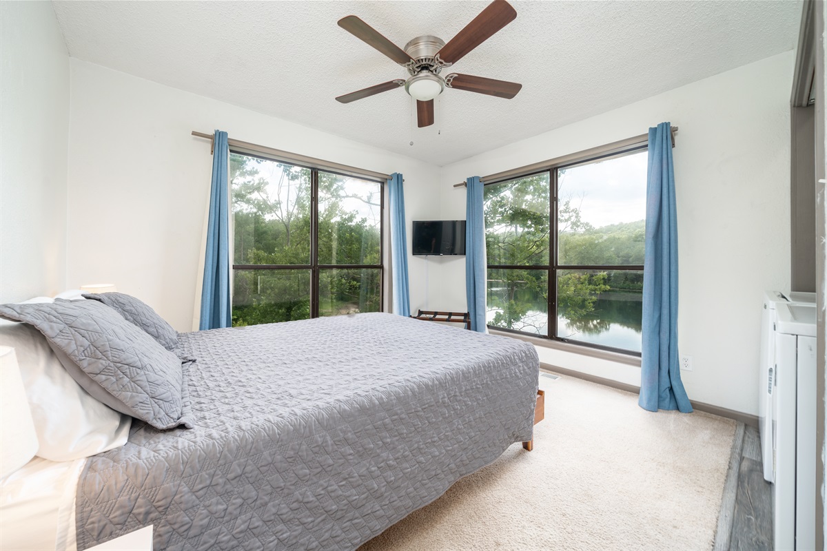 Large lake facing windows
