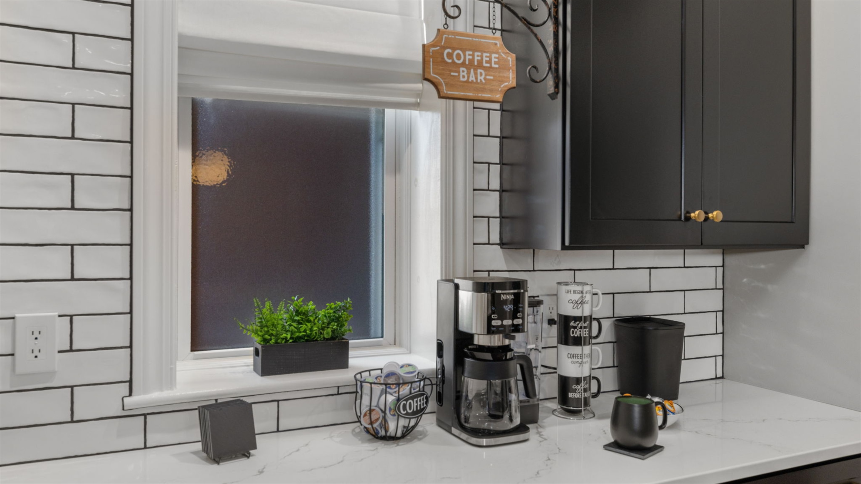 Explore the coffee bar for a variety of coffee strengths, teas, and even hot chocolate.  Brew from pods or grounds! A variety of sweeteners and creamers are also provided.