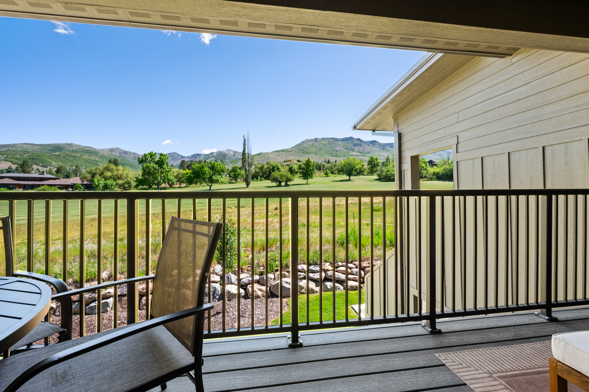 Covered balcony offering peaceful scenery in every season.