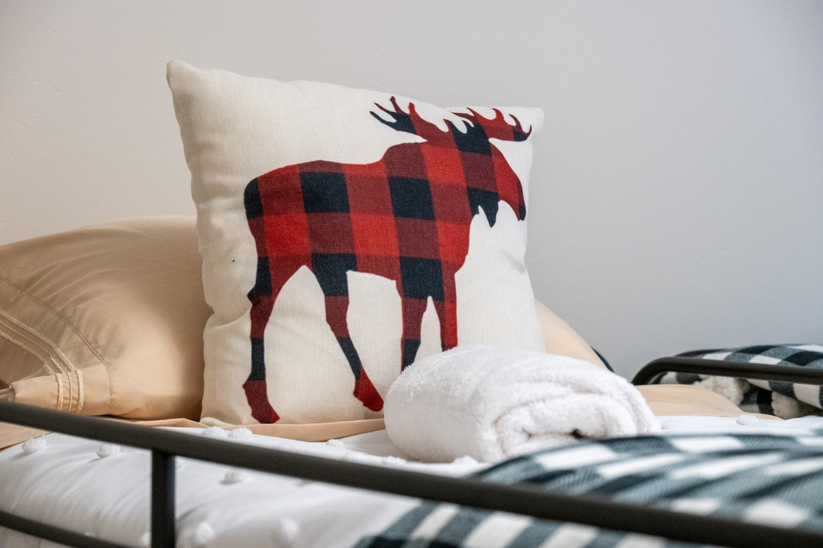 Cozy bunk beds with mountain-inspired décor create the perfect space for little adventurers.