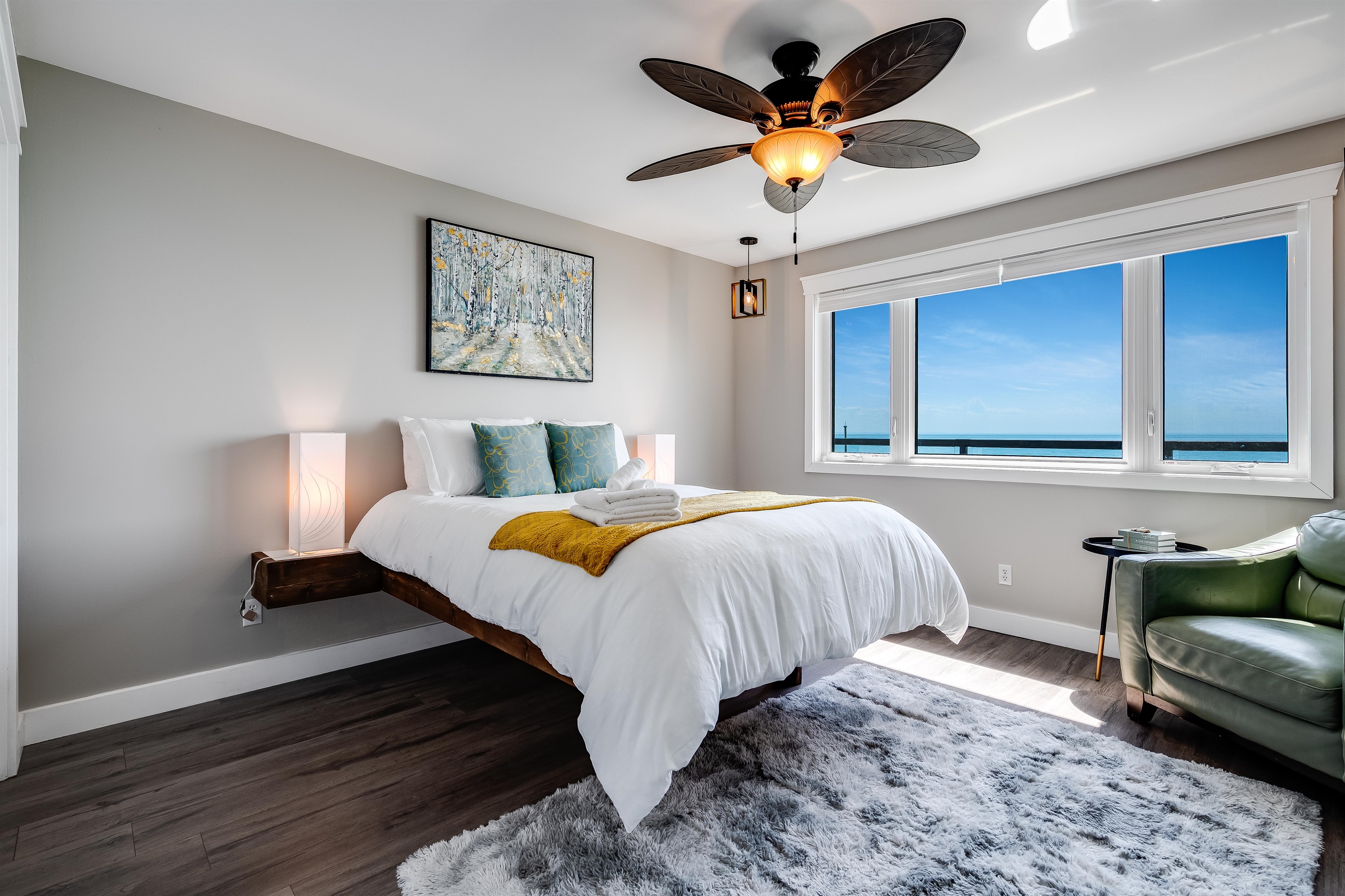 A serene retreat with floor-to-ceiling drapes