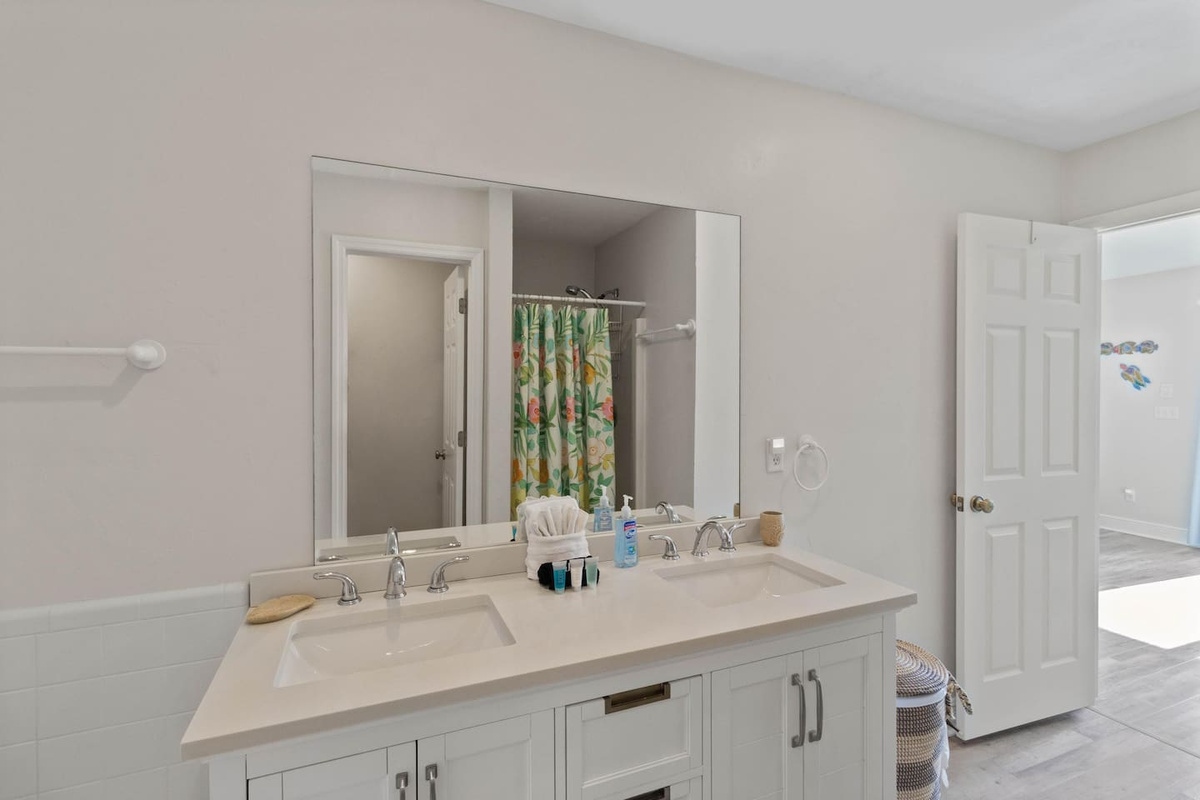Share the master bath double vanity without the negotiation &mdash; two people, two sinks, both getting ready at the same time.