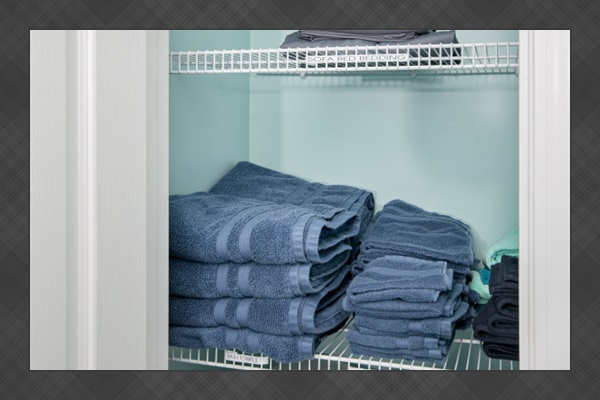 Linen closet in the hall bathroom 