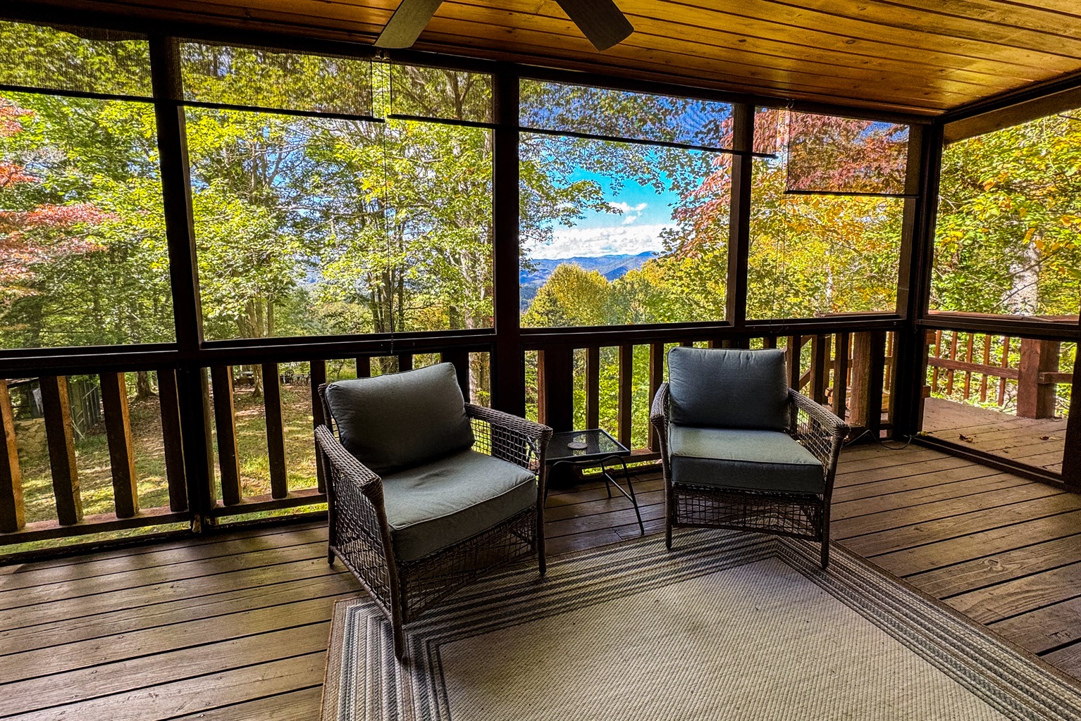 Relax rain or shine in the screened in porch.