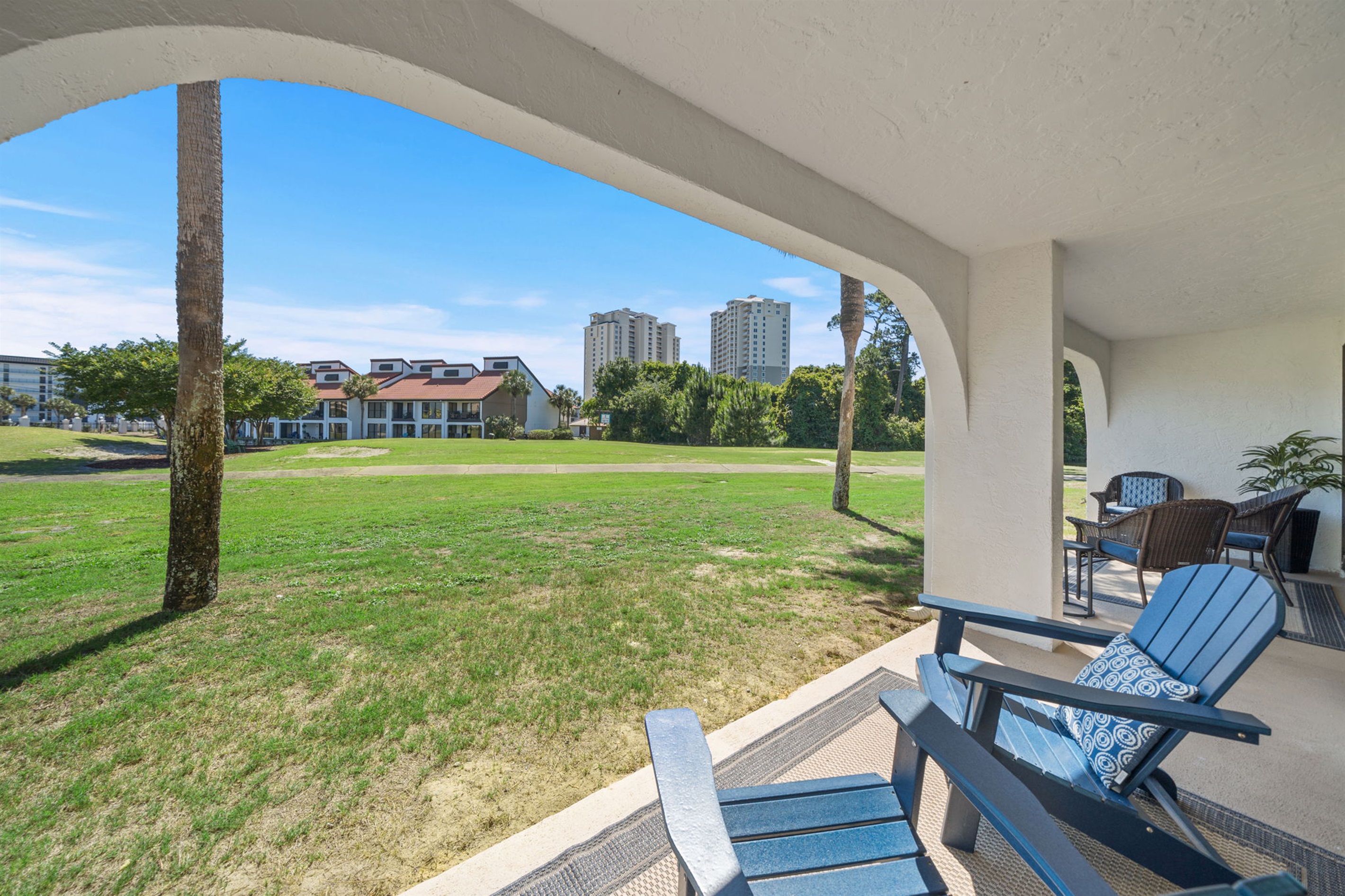 Our double-width patio offers space for all to spread out and relax