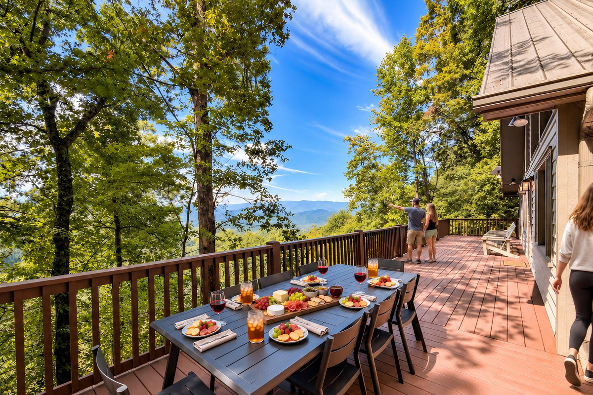 Dine al fresco on our spacious deck, where you can enjoy your favorite snacks or a family meal while choosing your favorite mountain range