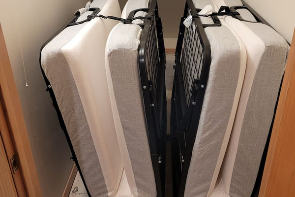 Two twin fold out cots available in the basement rec room.