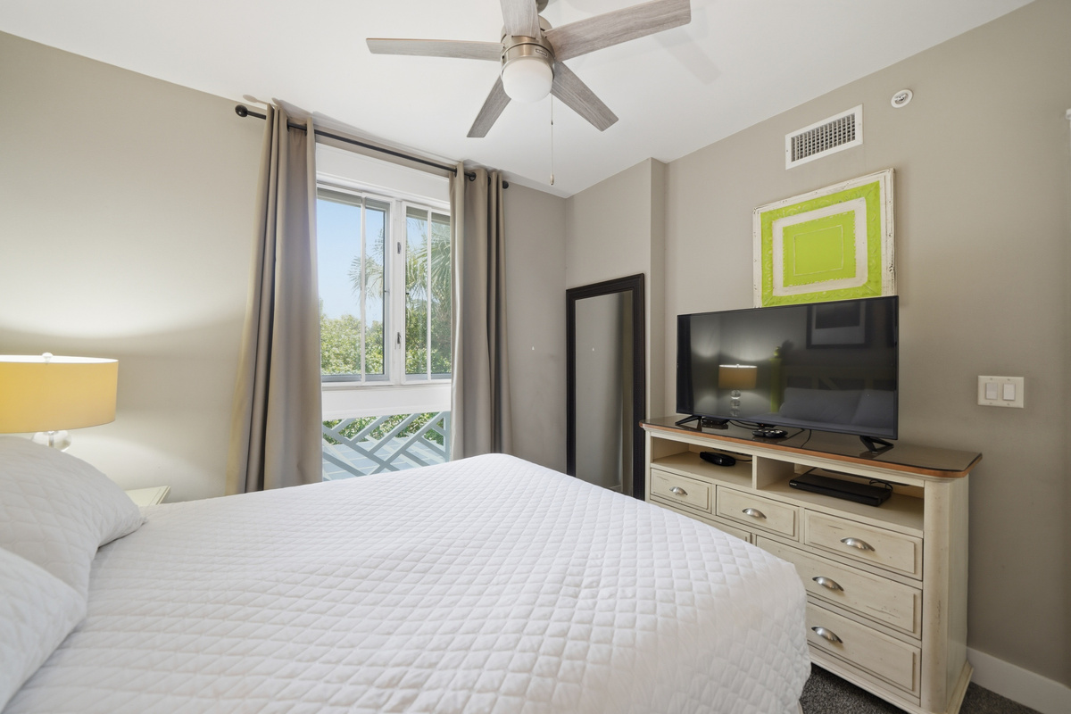Guest room has a queen-size mattress and plenty of closet space for your clothes