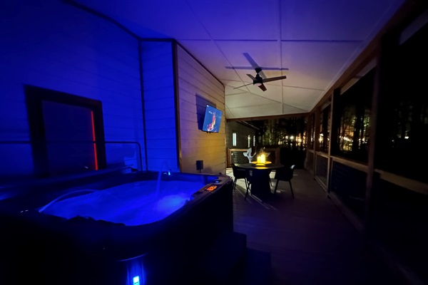 Everything you need to sit back, relax and enjoy your time. The TV moves away from the wall.