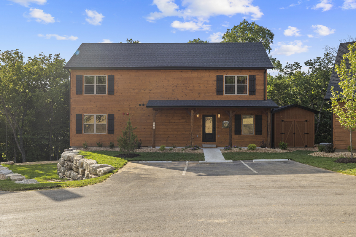 Two stories of board-and-batten cedar with easy, level parking right out front.
