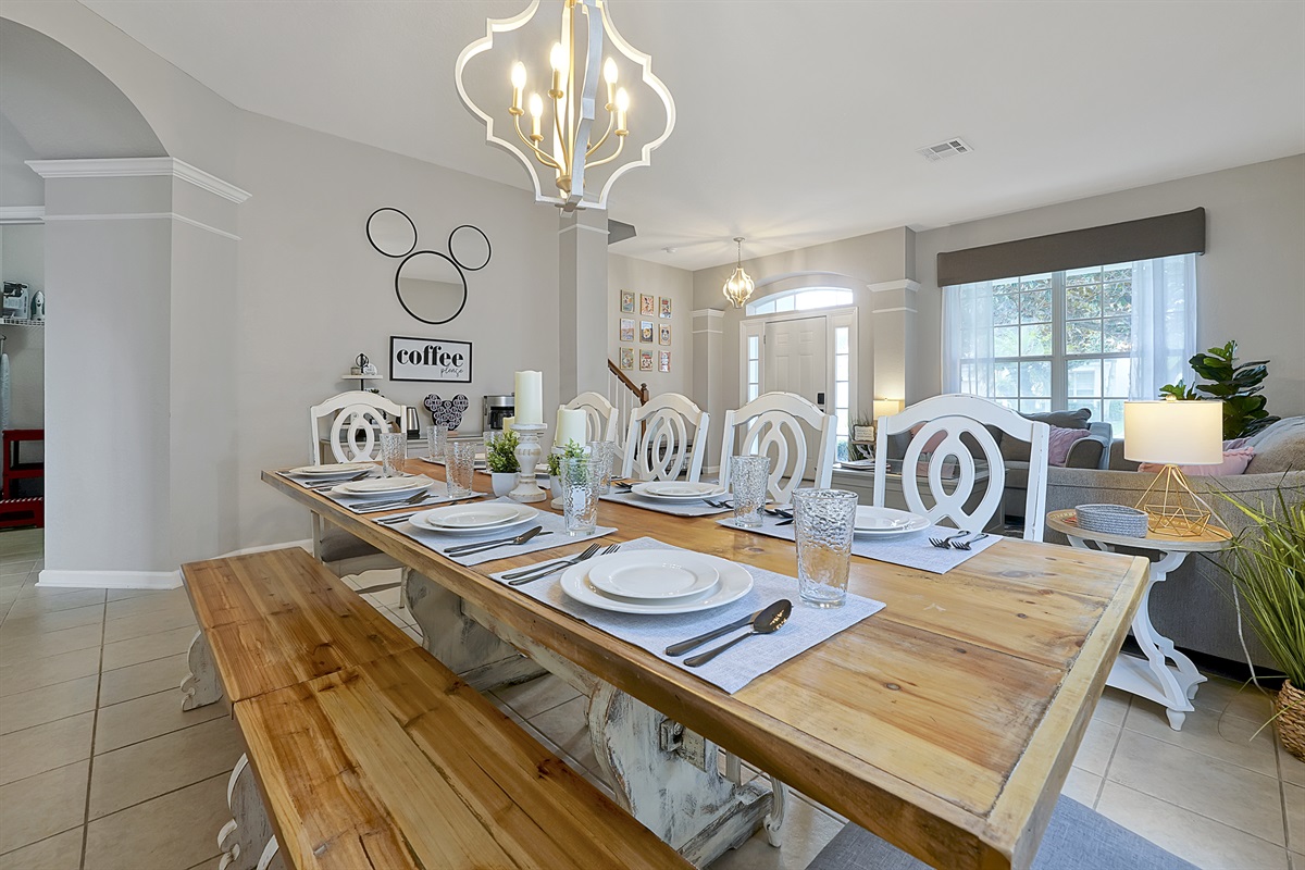 With seating for 10+ the dining table is the perfect spot for your large group to gather, eat a meal, or play games together.
