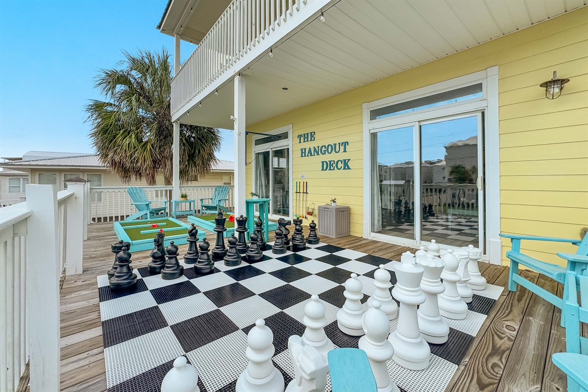Challenge friends and family to a game on our giant outdoor chessboard.