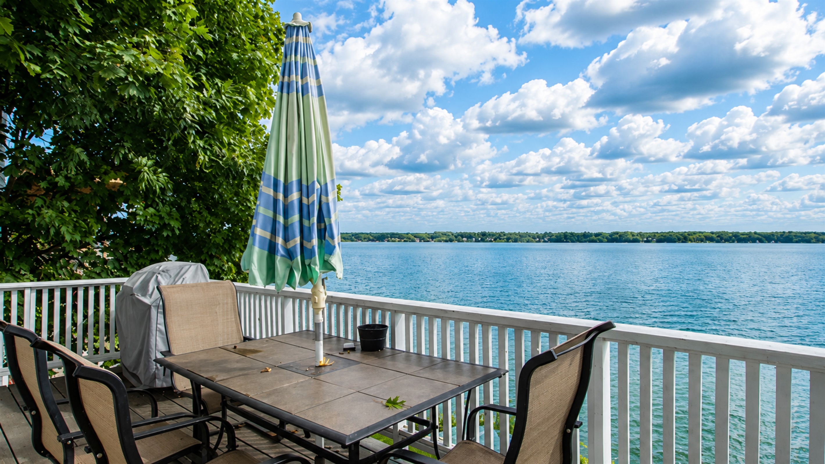 Perfect spot for morning coffee or sunset drinks overlooking the water.