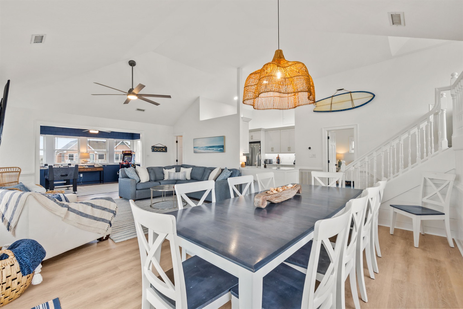 Dining area with plenty of seating for meals and gatherings.