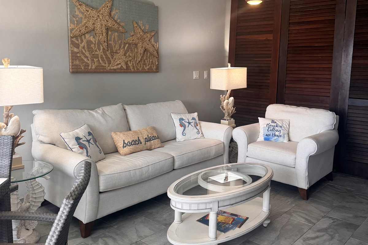 Living room space with pull out sofa 