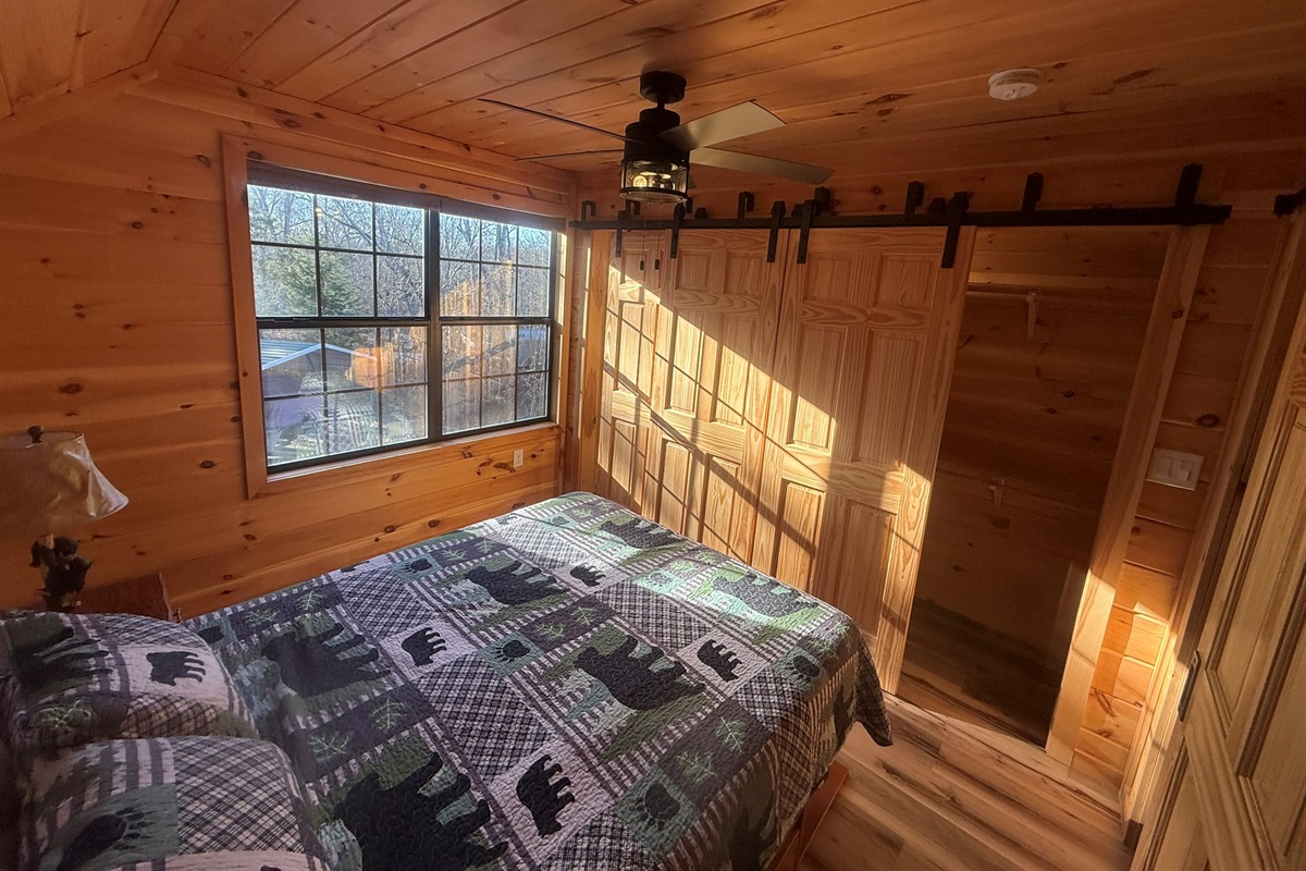 Bedroom 1 in small cabin over garage