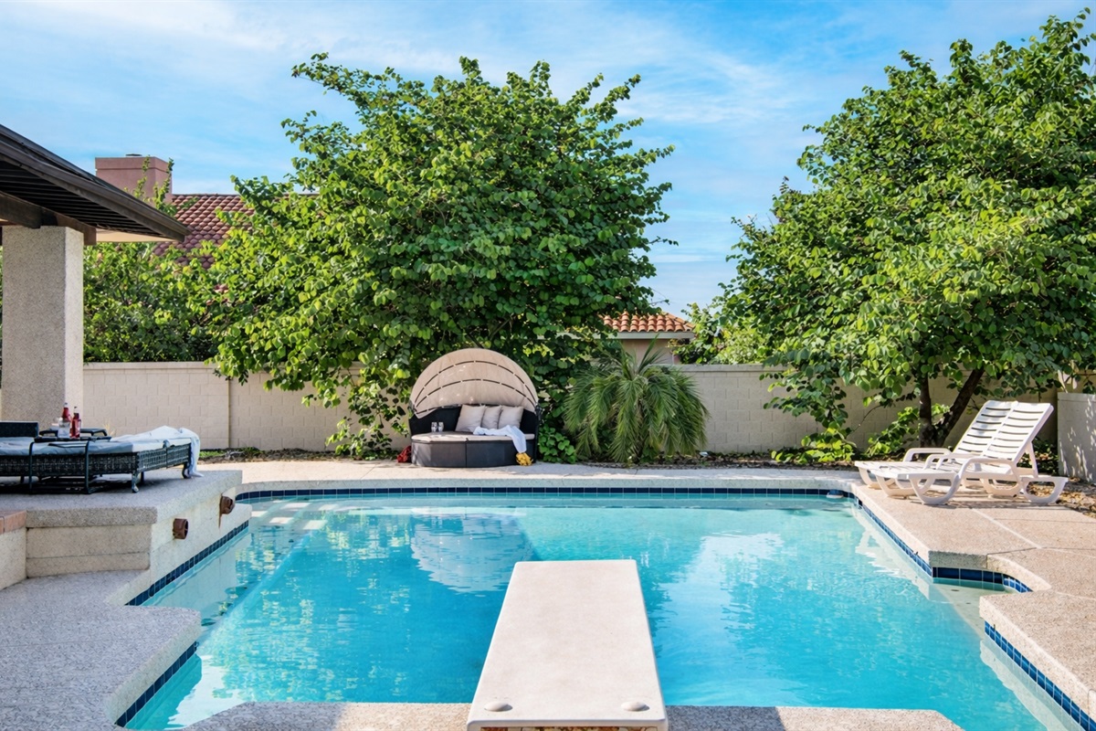 Soak in the Arizona sun by the sparkling pool with resort-style loungers, shaded seating, and space to truly unwind.