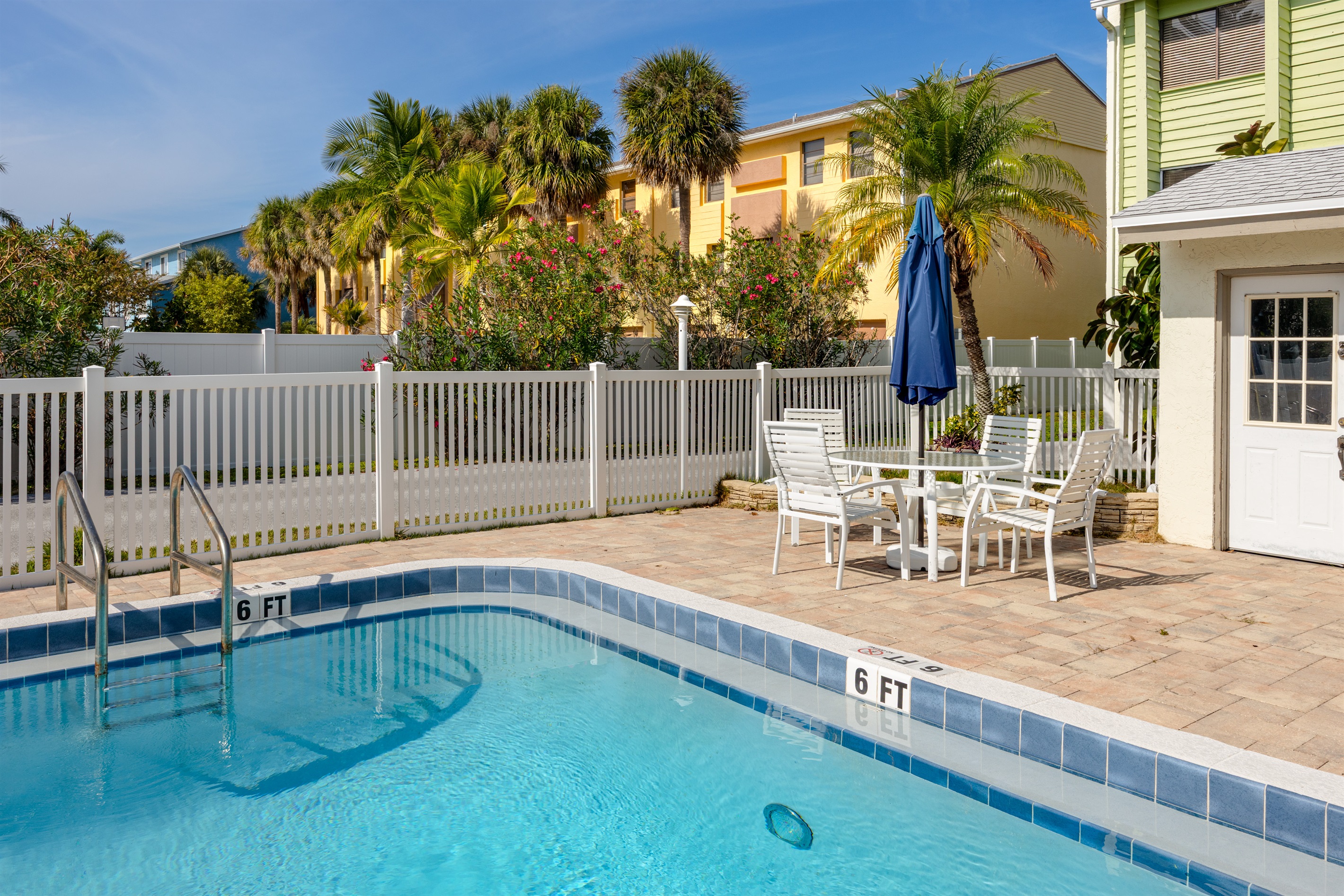 Dine or hang out on the pool patio
