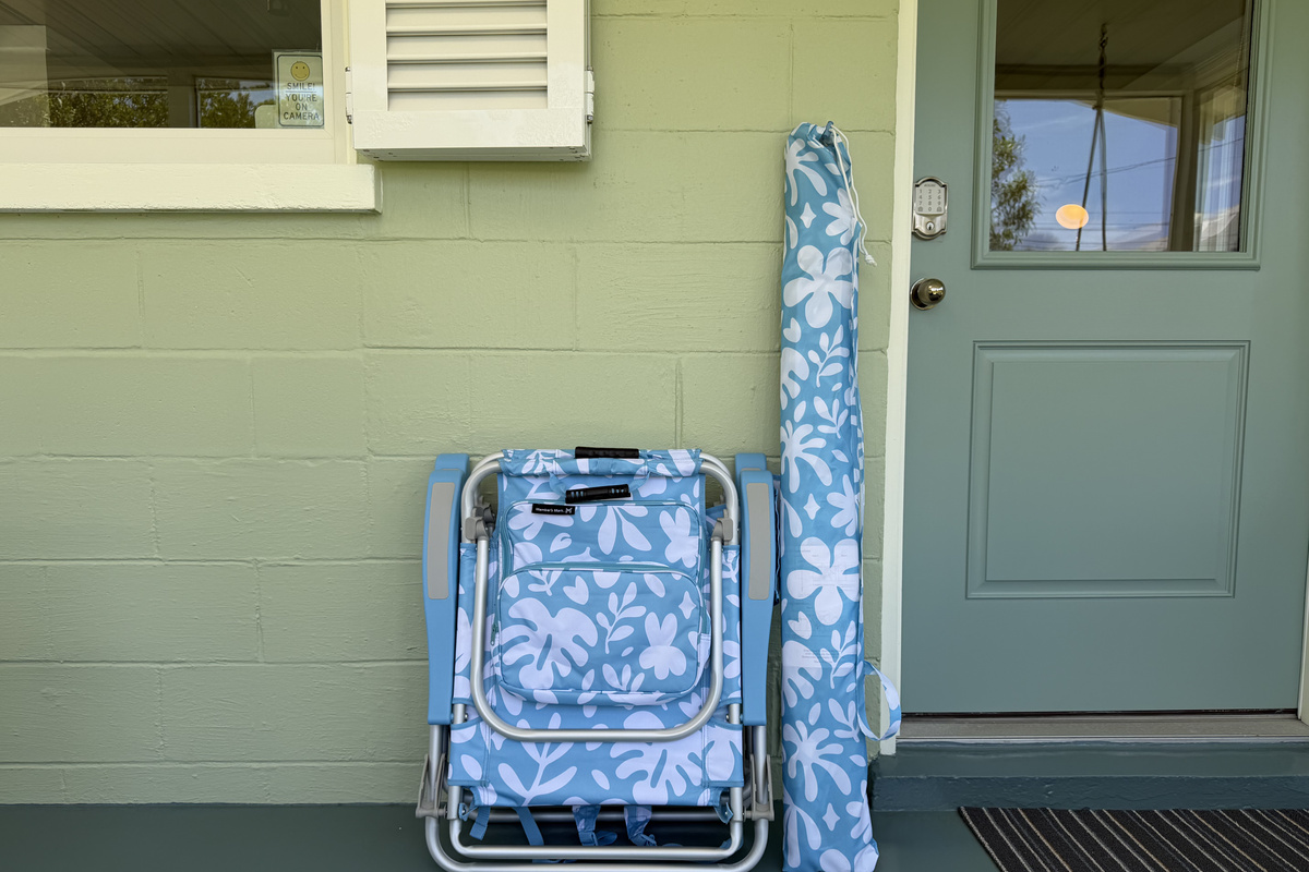 2 Backpack Chairs + Umbrella are available for your use during your stay!