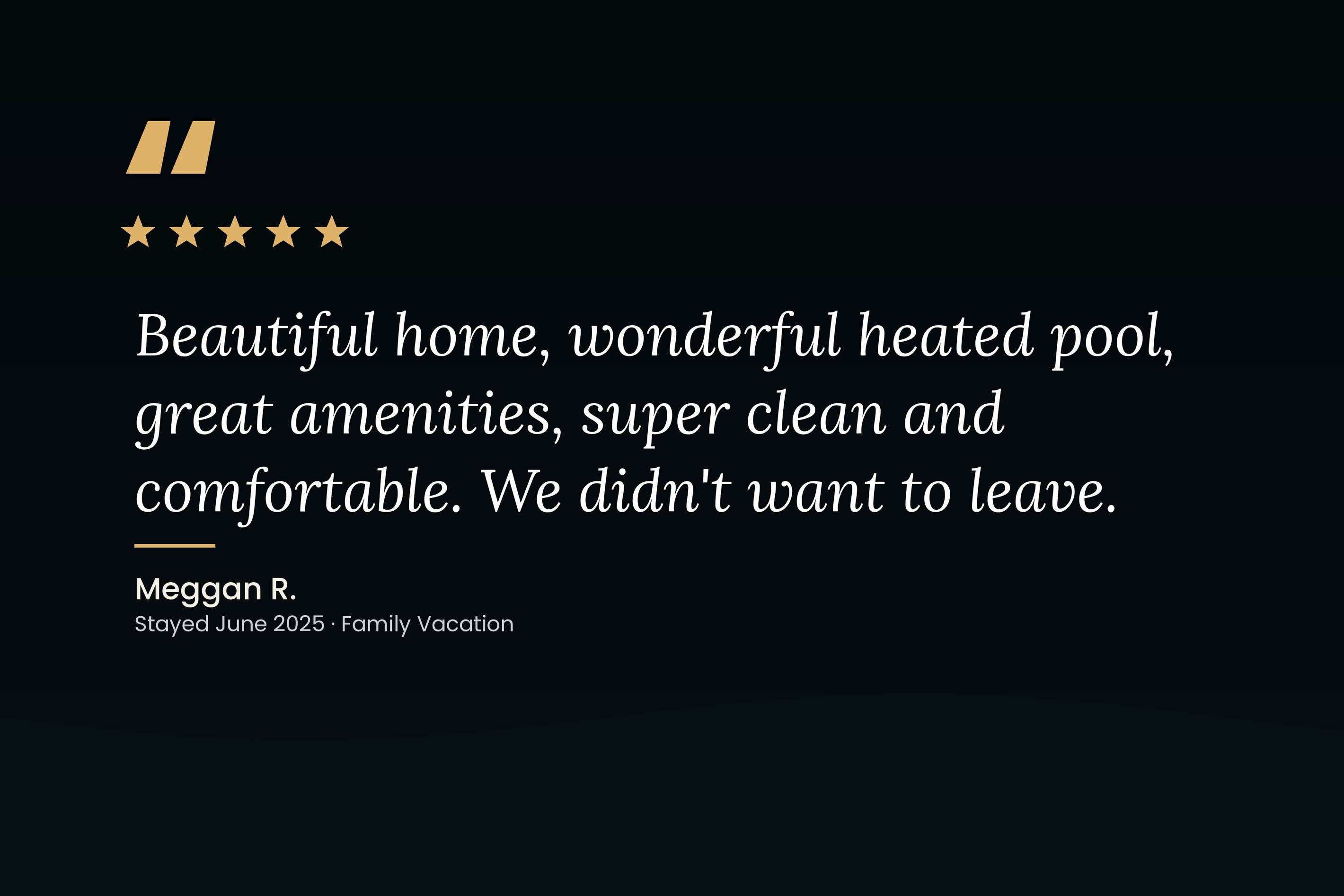 5 stars from every guest — the heated pool and easy comfort make this one hard to leave.
