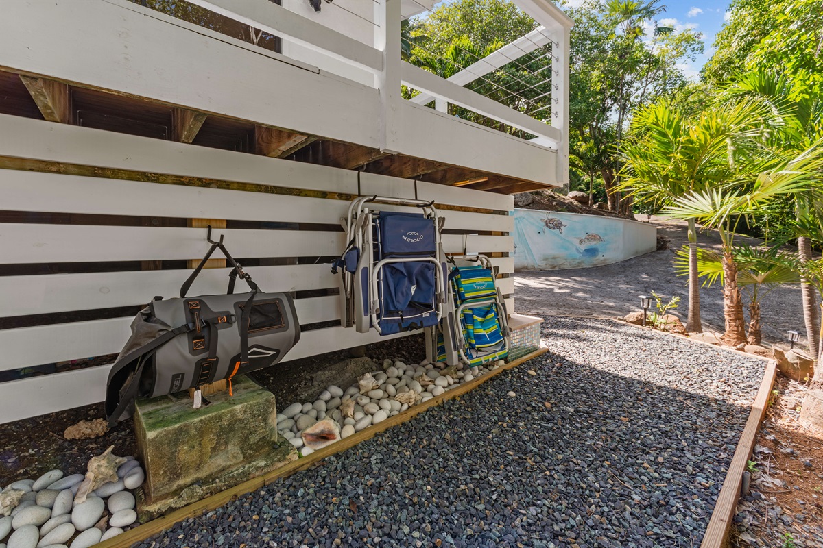 Beach chairs and a cooler to make beach days even easier
