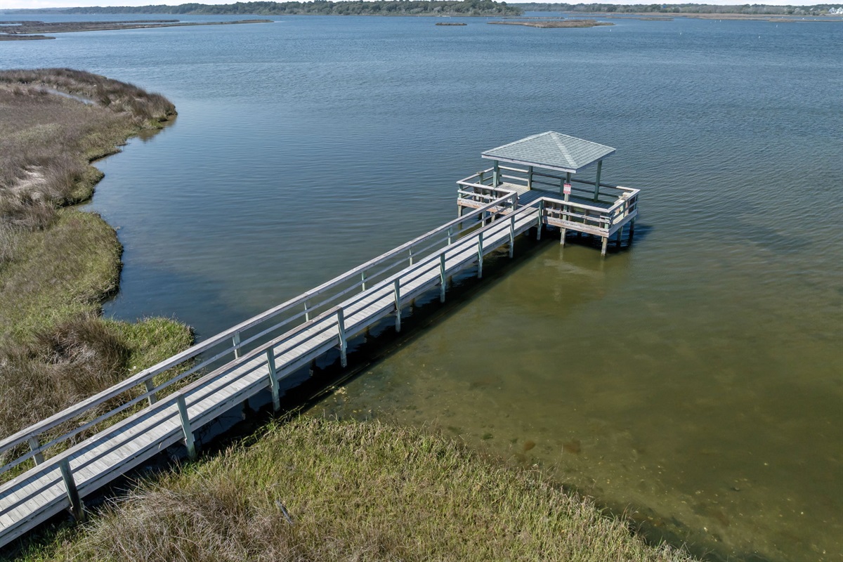 Private community dock on the sound