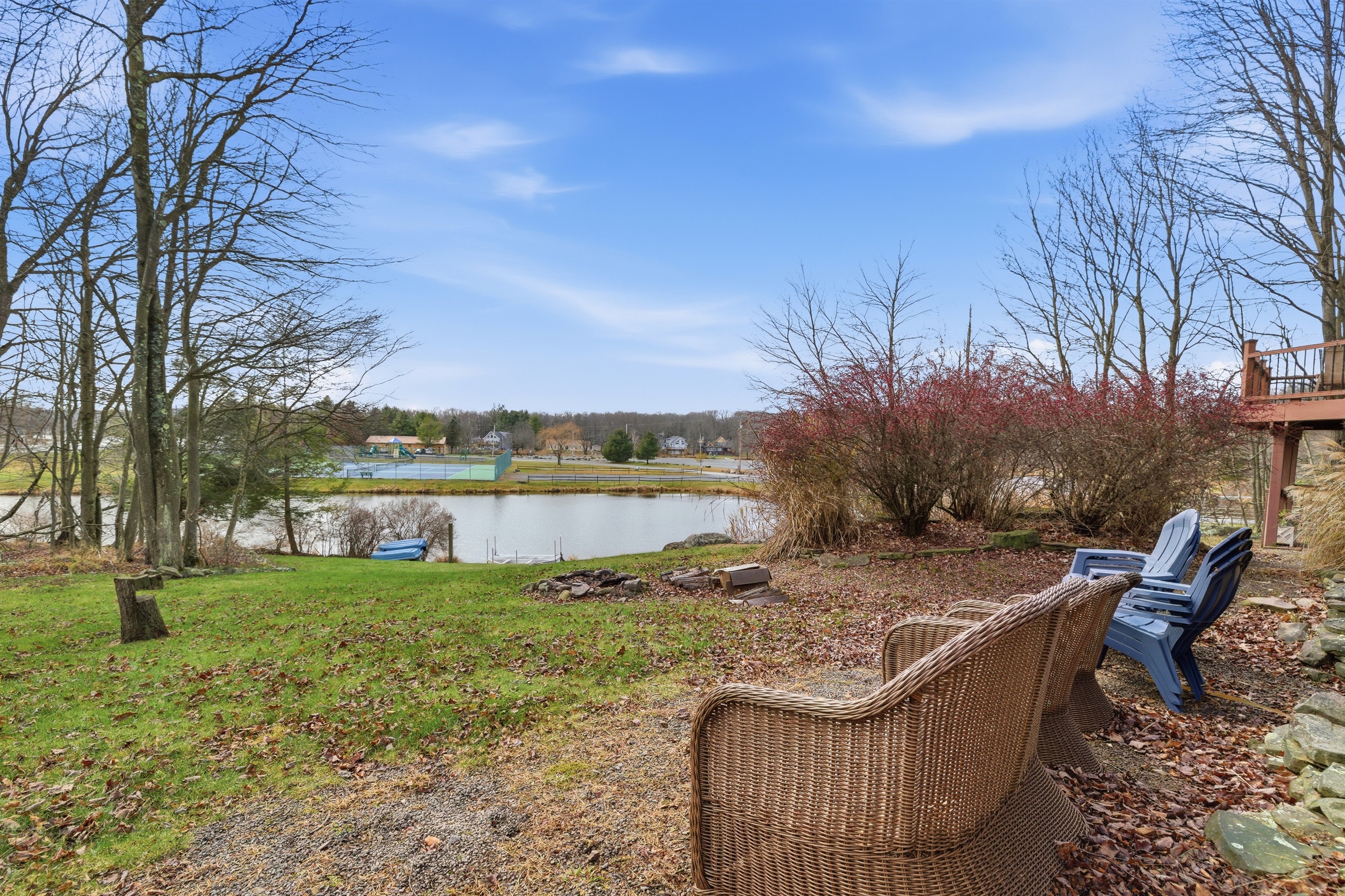 View of the lake from the backyard