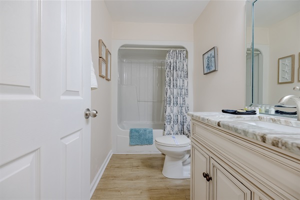 Second bathroom with tub/shower combo