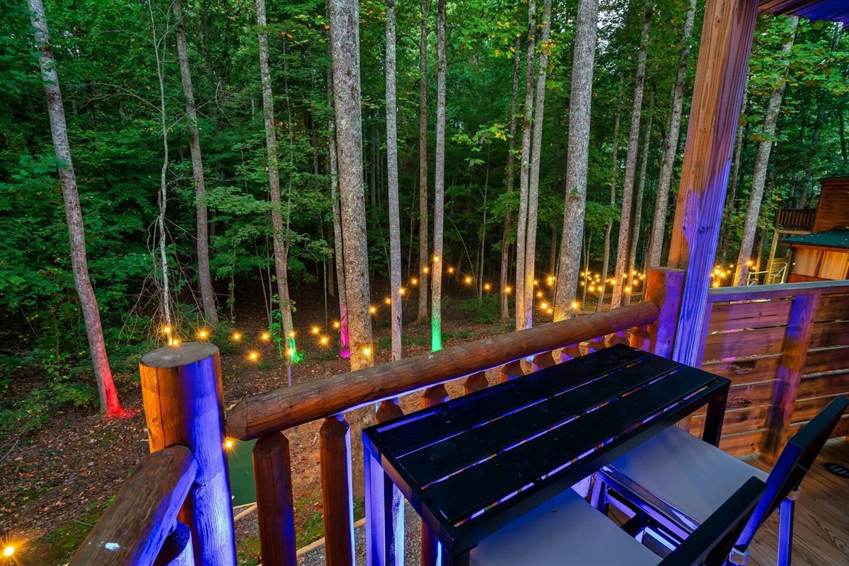Balcony overlooking back yard area ..next to hot tub area