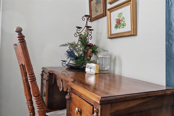 Desk in dining room with router