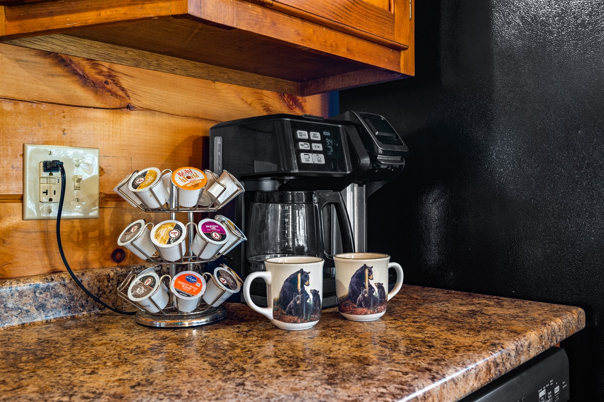 Start your mornings at the dedicated coffee bar, complete with K-cups to help you ease into the day before heading out to explore.