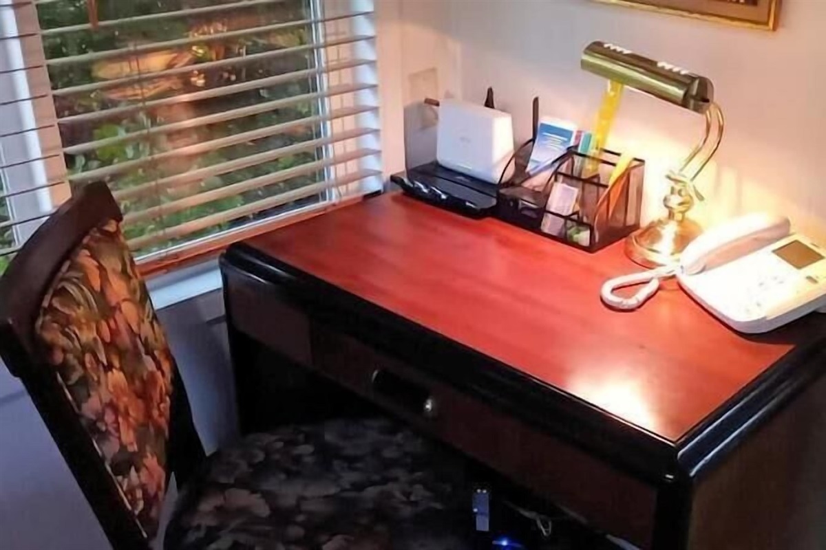 desk in the living room