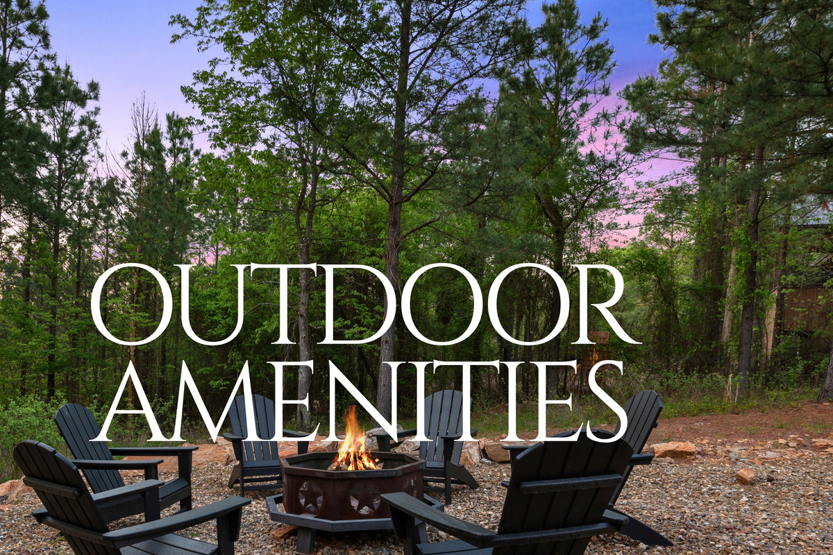 Step outside to an outdoor area made for memory-making, complete with a fire pit, plenty of seating, and gorgeous forest views.