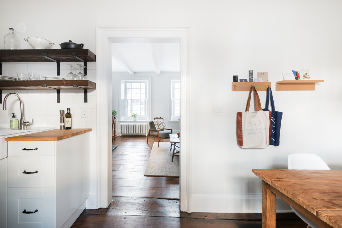 Open shelves in the kitchen