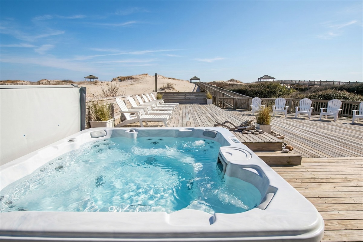 Private Hot Tub — Oceanfront Relaxation After the Celebration | Bridal Party & VIP Retreat Amenity | Hemingway & Mark Twain Estate, Corolla 4x4