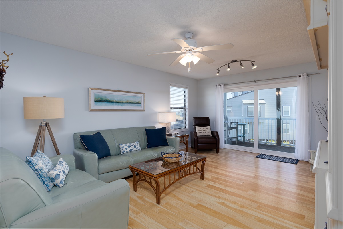 Light-filled living room with seating for everyone