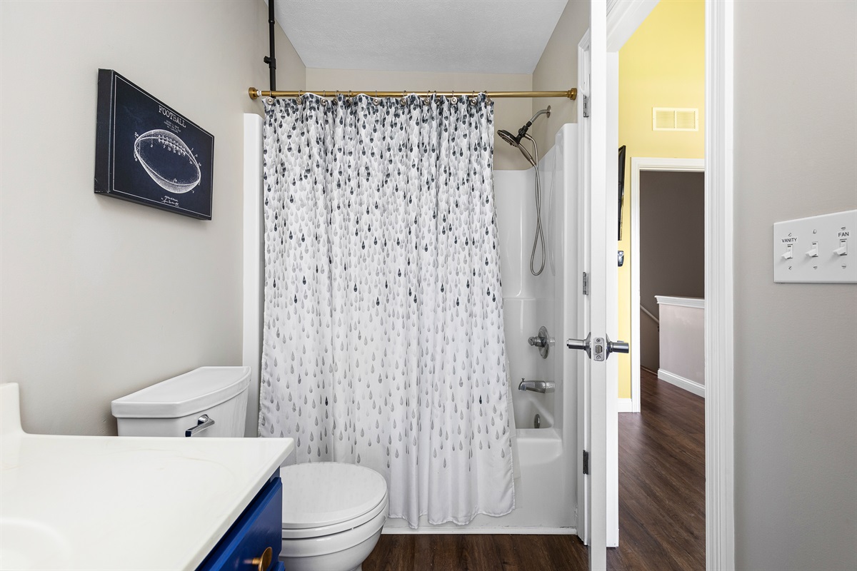 Bathroom 2 full bath with shower & tub attached to Bedroom 2 on 3rd floor